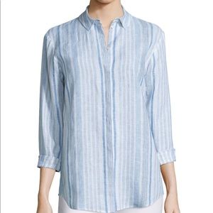 Lafayette 148 New York Blue Striped Linen Tunic